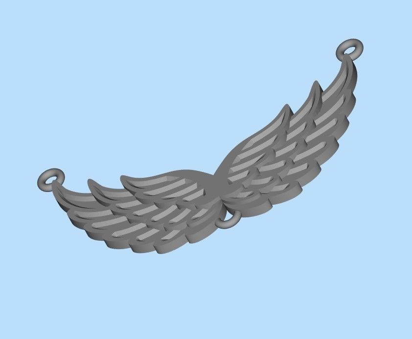Women Pendant angel wings 3dm stl 3D print model  3D print model_15