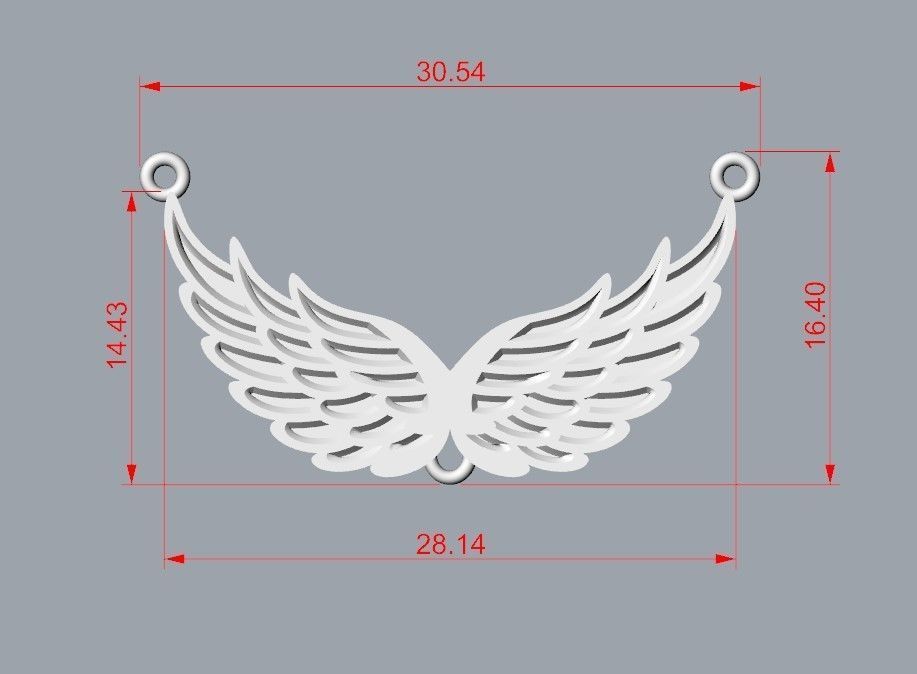 Women Pendant angel wings 3dm stl 3D print model  3D print model_4