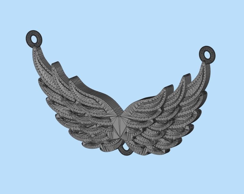 Women Pendant angel wings 3dm stl 3D print model  3D print model_20
