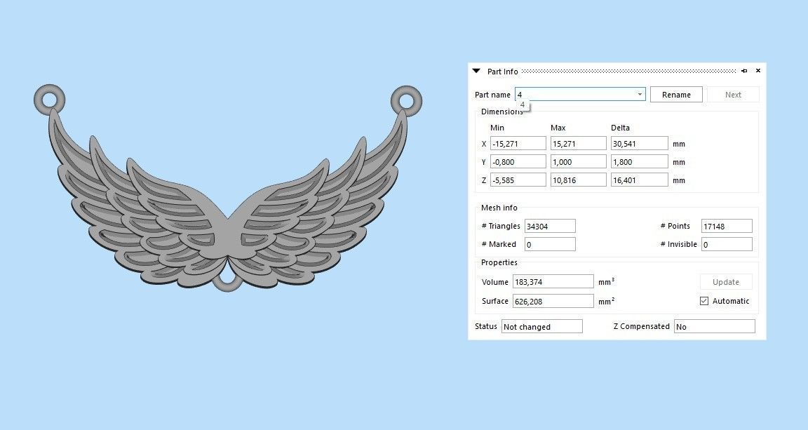 Women Pendant angel wings 3dm stl 3D print model  3D print model_19