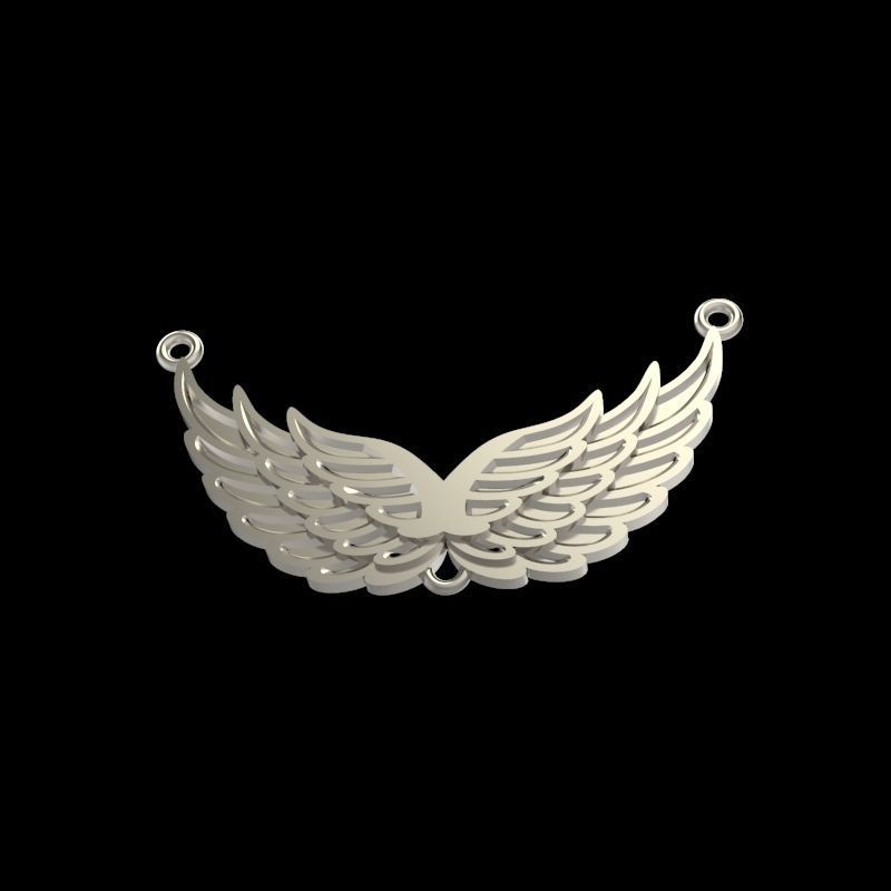 Women Pendant angel wings 3dm stl 3D print model  3D print model_3