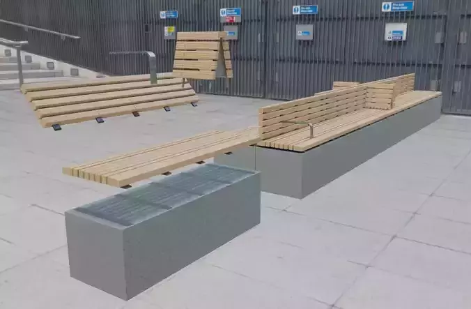 Modular Park Bench Low-Poly Version 1