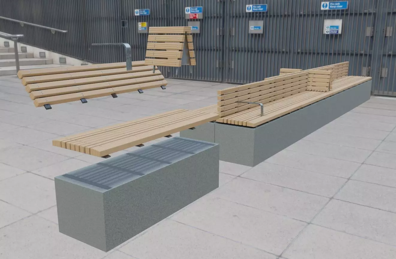 Modular Park Bench Low-Poly Version 1 Low-poly 3D model