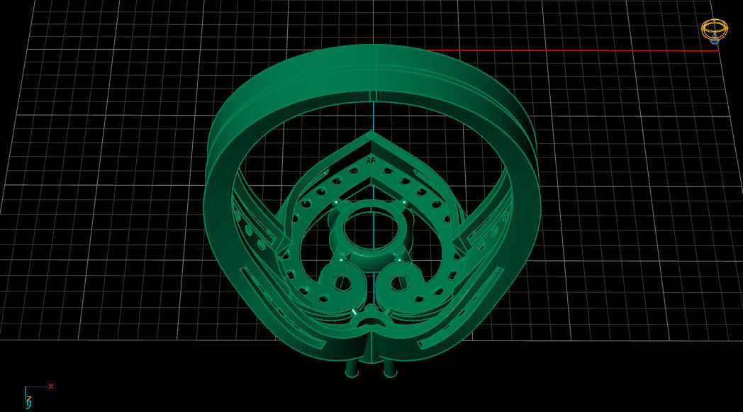 Regal Cascade Diamond Ruby Gold Ring  3D print model_15