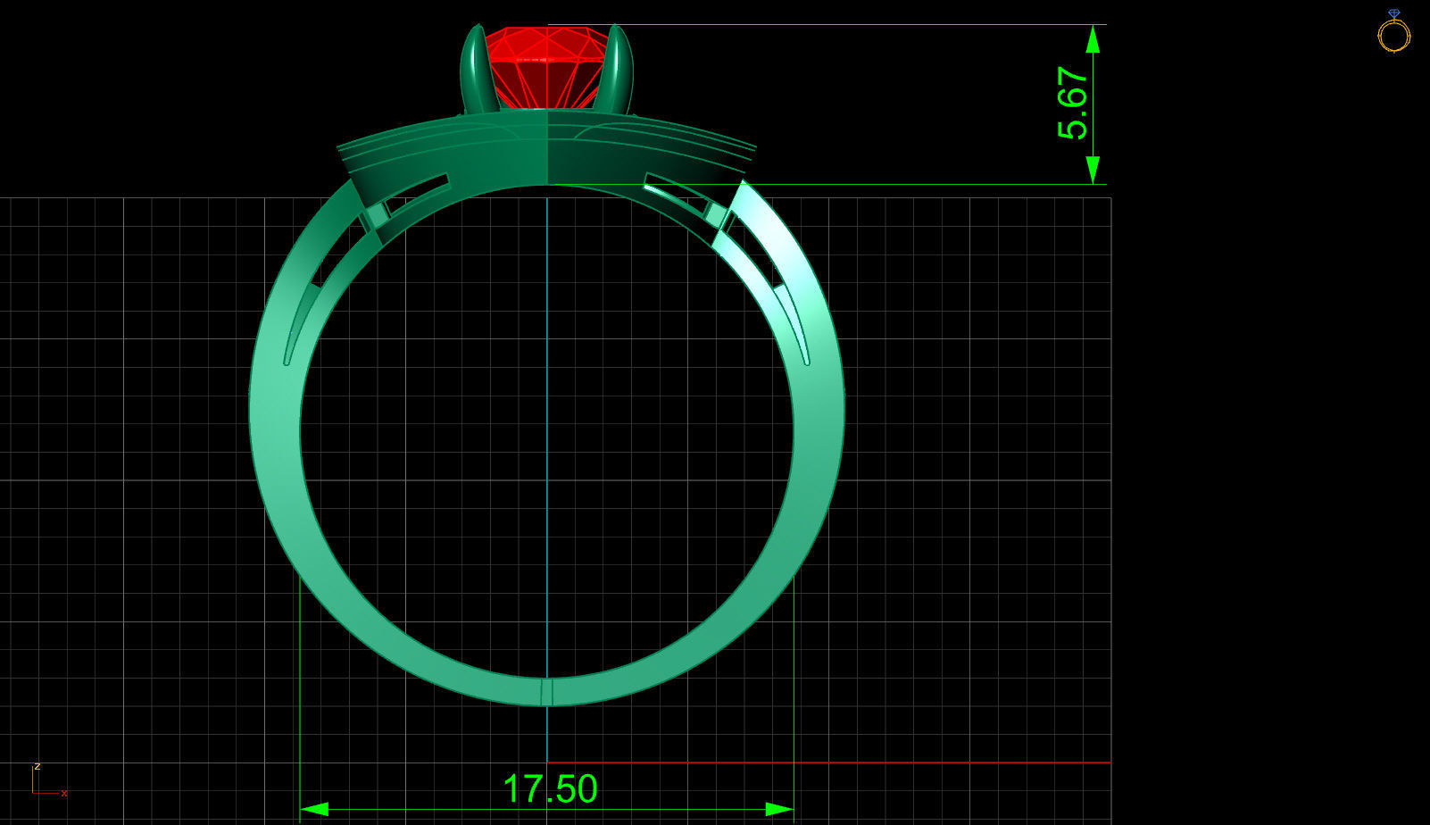 Regal Cascade Diamond Ruby Gold Ring  3D print model_18