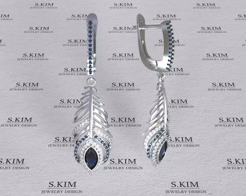 Feather earrings two sizes 3D print model_0