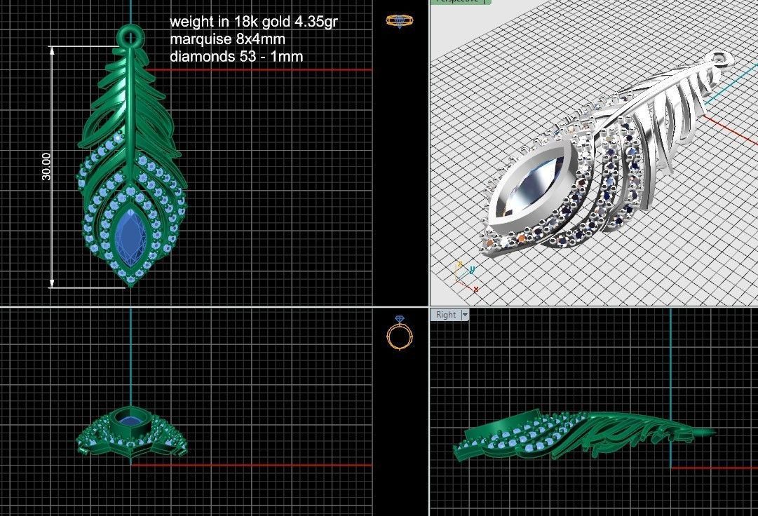 Feather earrings two sizes 3D print model_7