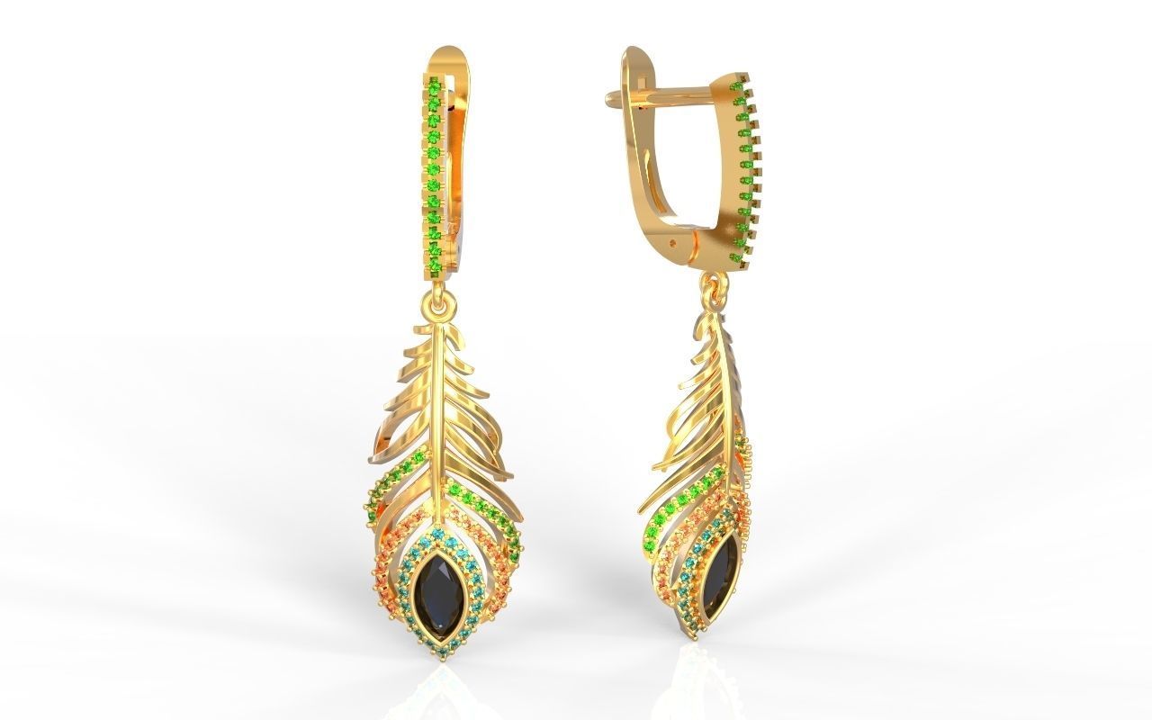 Feather earrings two sizes 3D print model_4