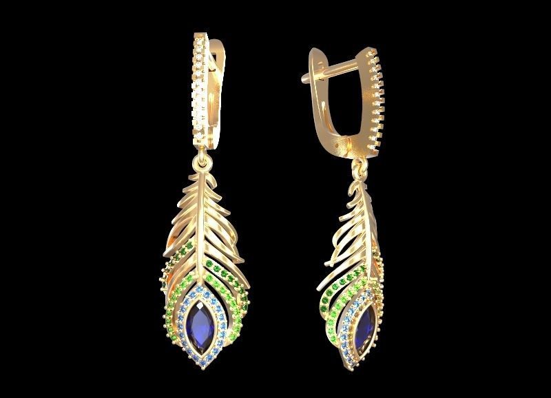 Feather earrings two sizes 3D print model_3