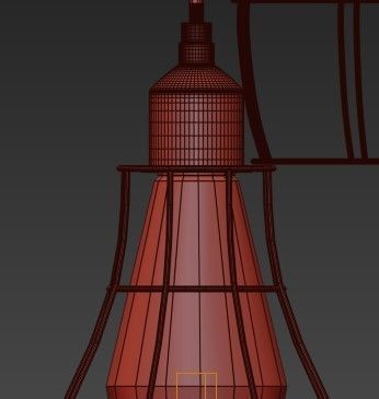 Kletka four caged light bulbs hanging from ceiling 3D model_1