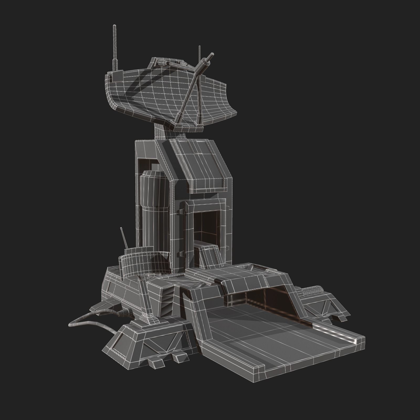 Scifi station building exterior skyscraper sci fi space Low-poly 3D model_7