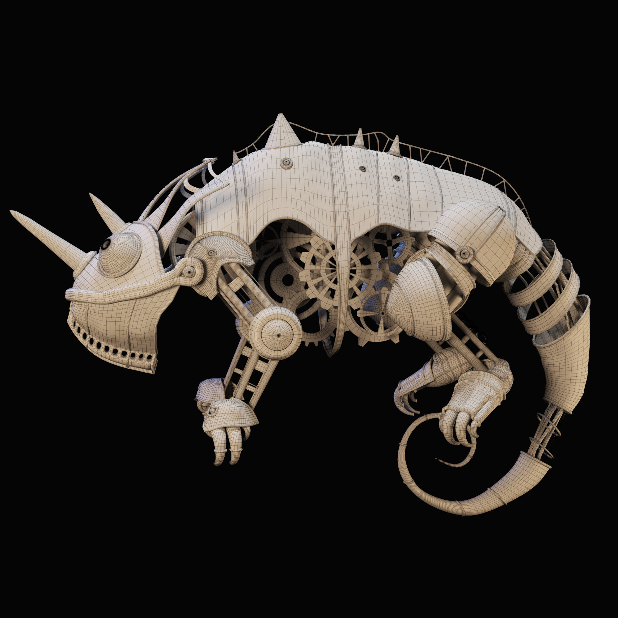 Chameleon steampunk chamelon 3D model_8