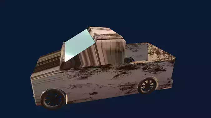 Game Ready Rusted Van Car Low-poly 3D model
