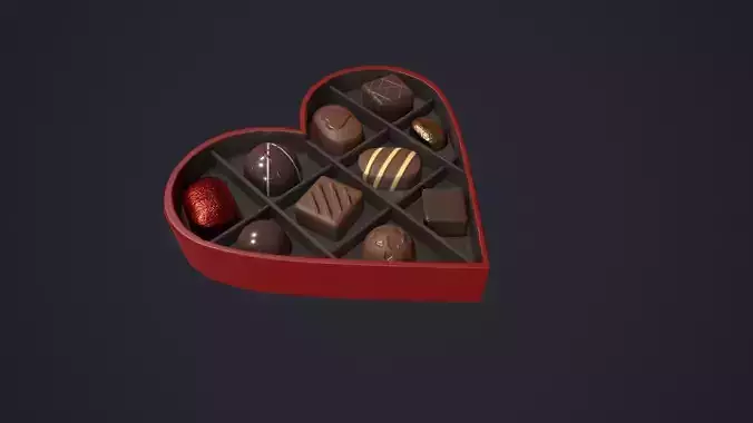 Valentines Chocolate Heart Shaped Box Low-poly 3D model