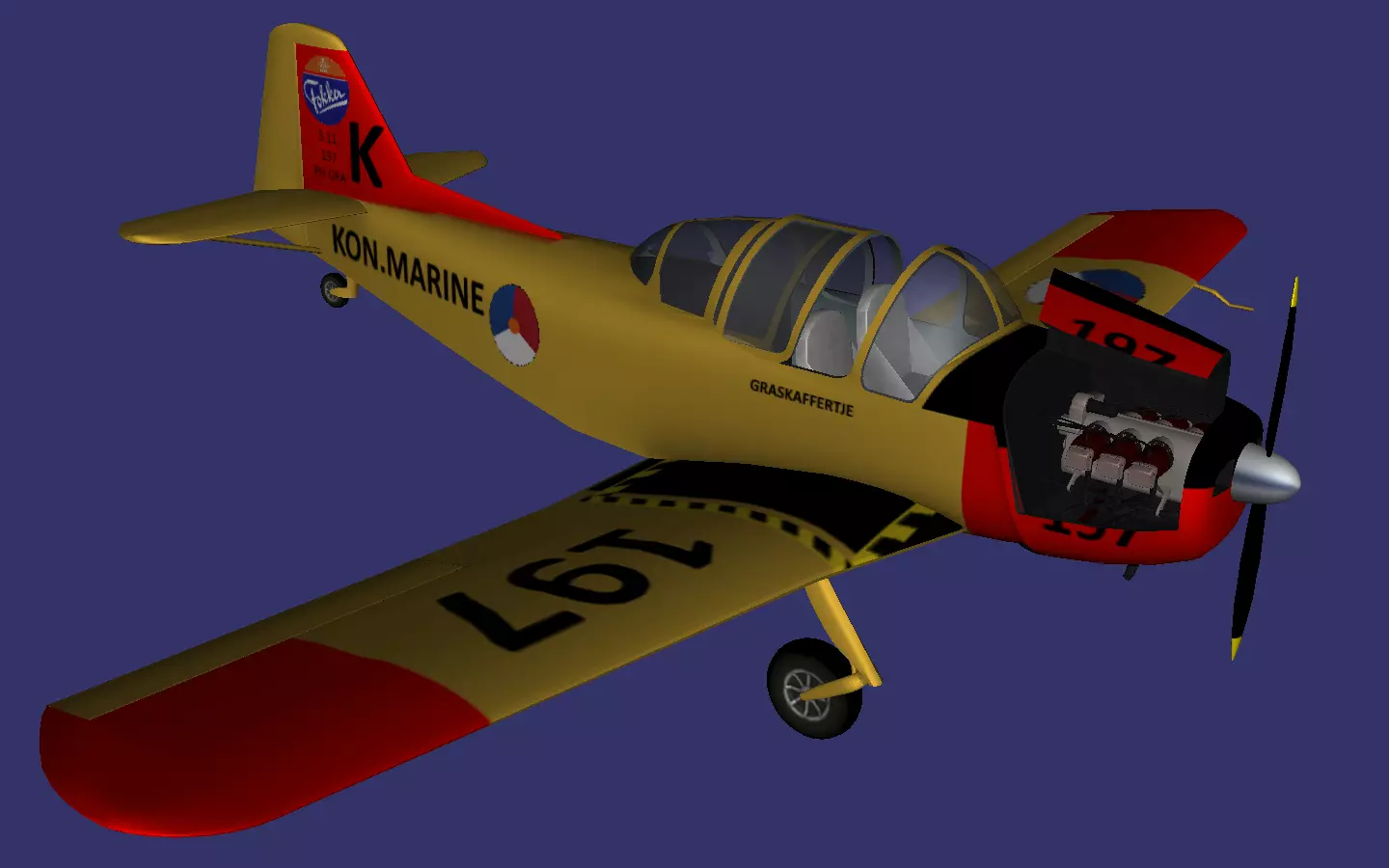 Fokker S-11 Low-poly 3D model
