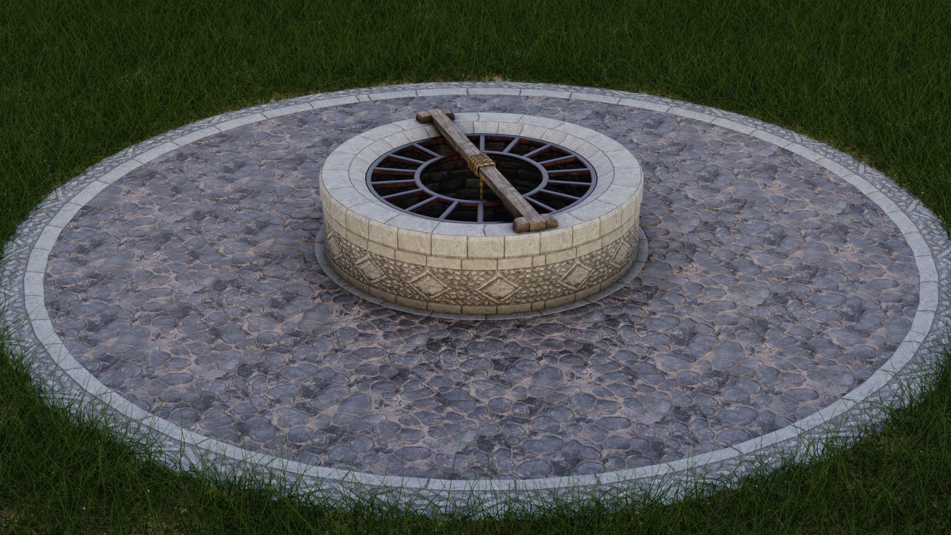 Medieval Well Low-poly 3D model_10