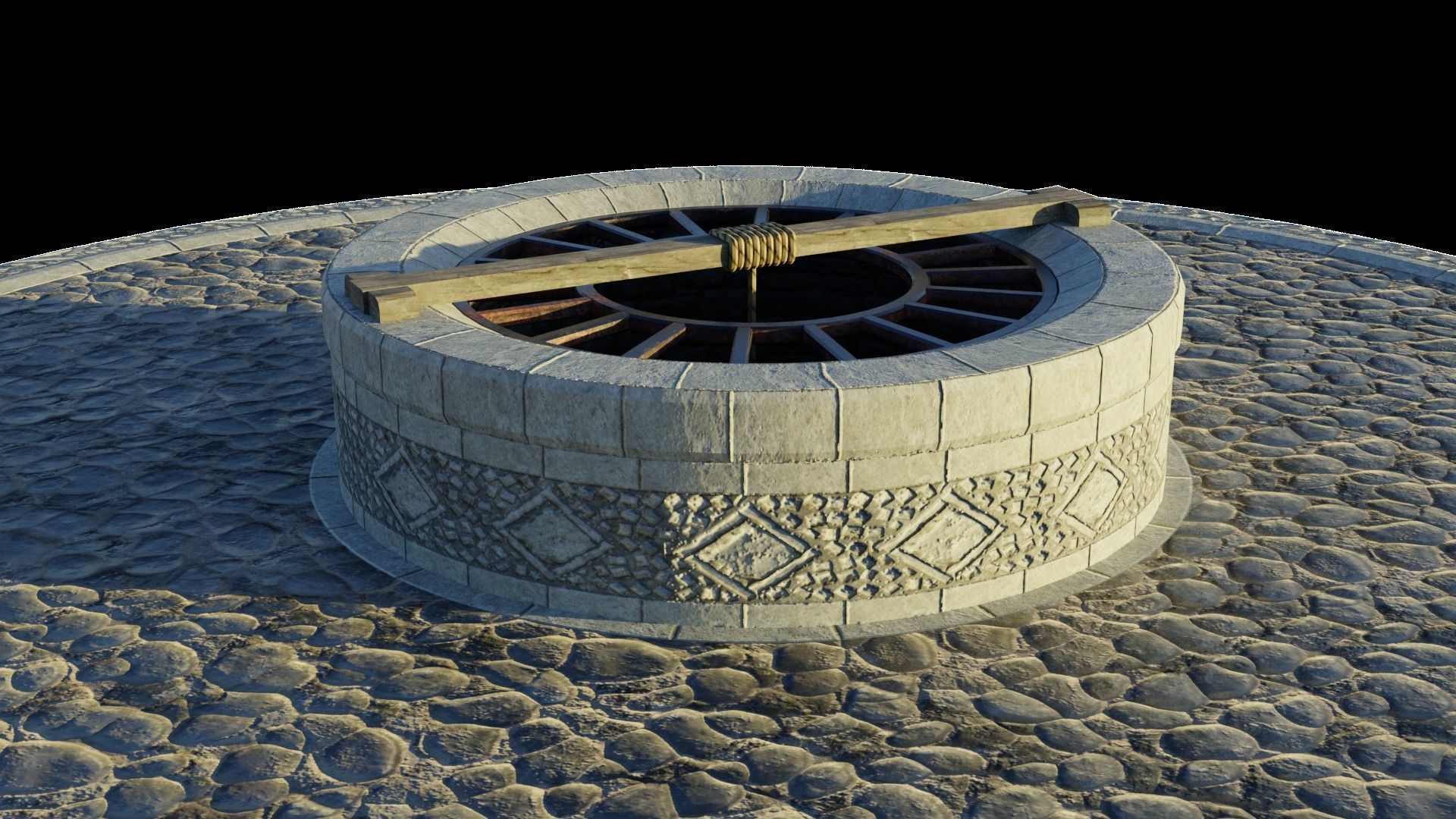 Medieval Well Low-poly 3D model_14