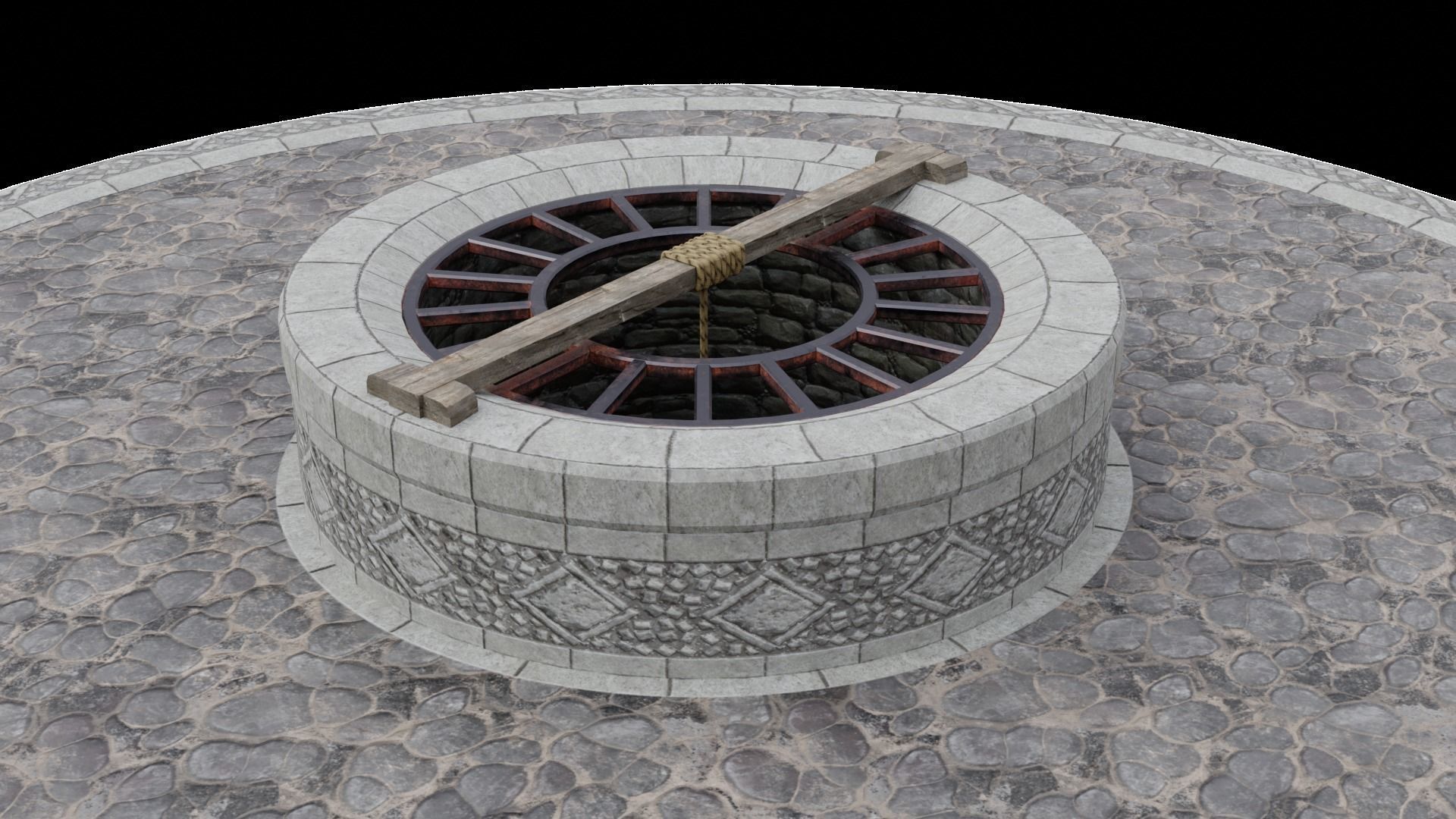 Medieval Well Low-poly 3D model_5