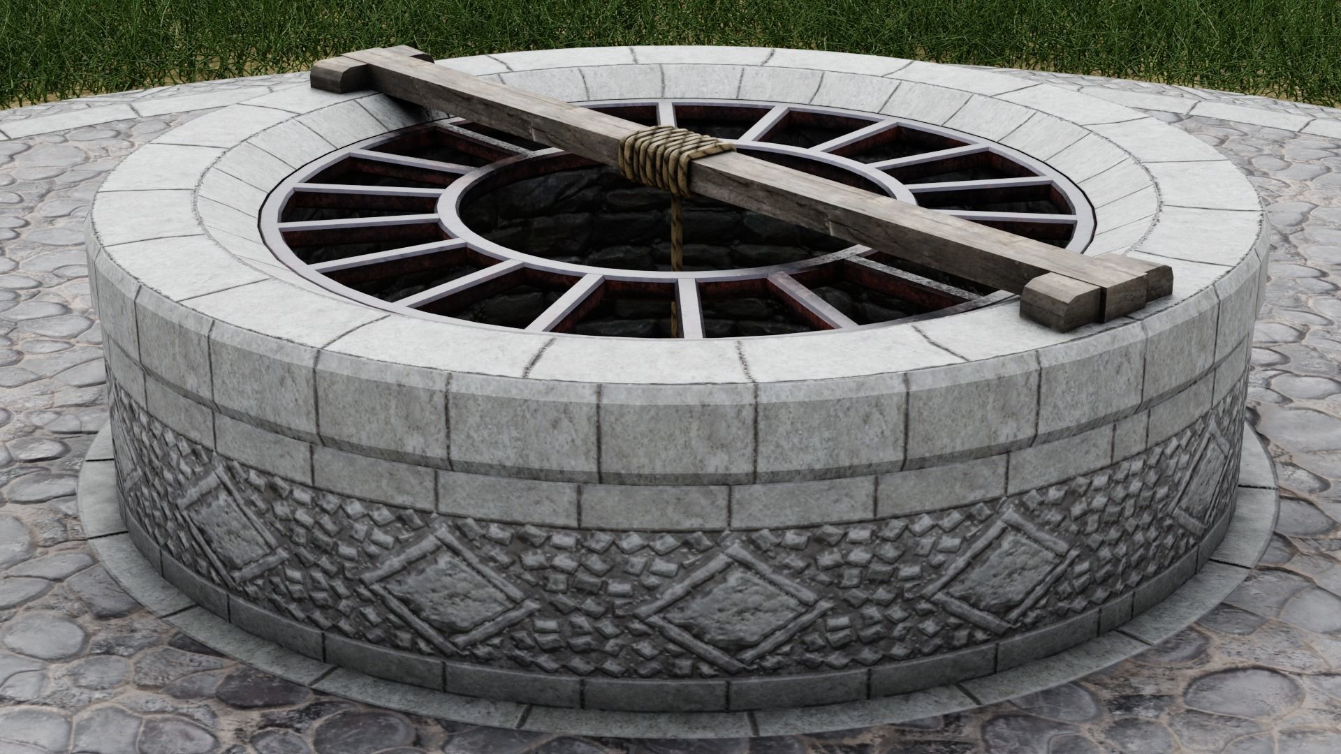 Medieval Well Low-poly 3D model_2