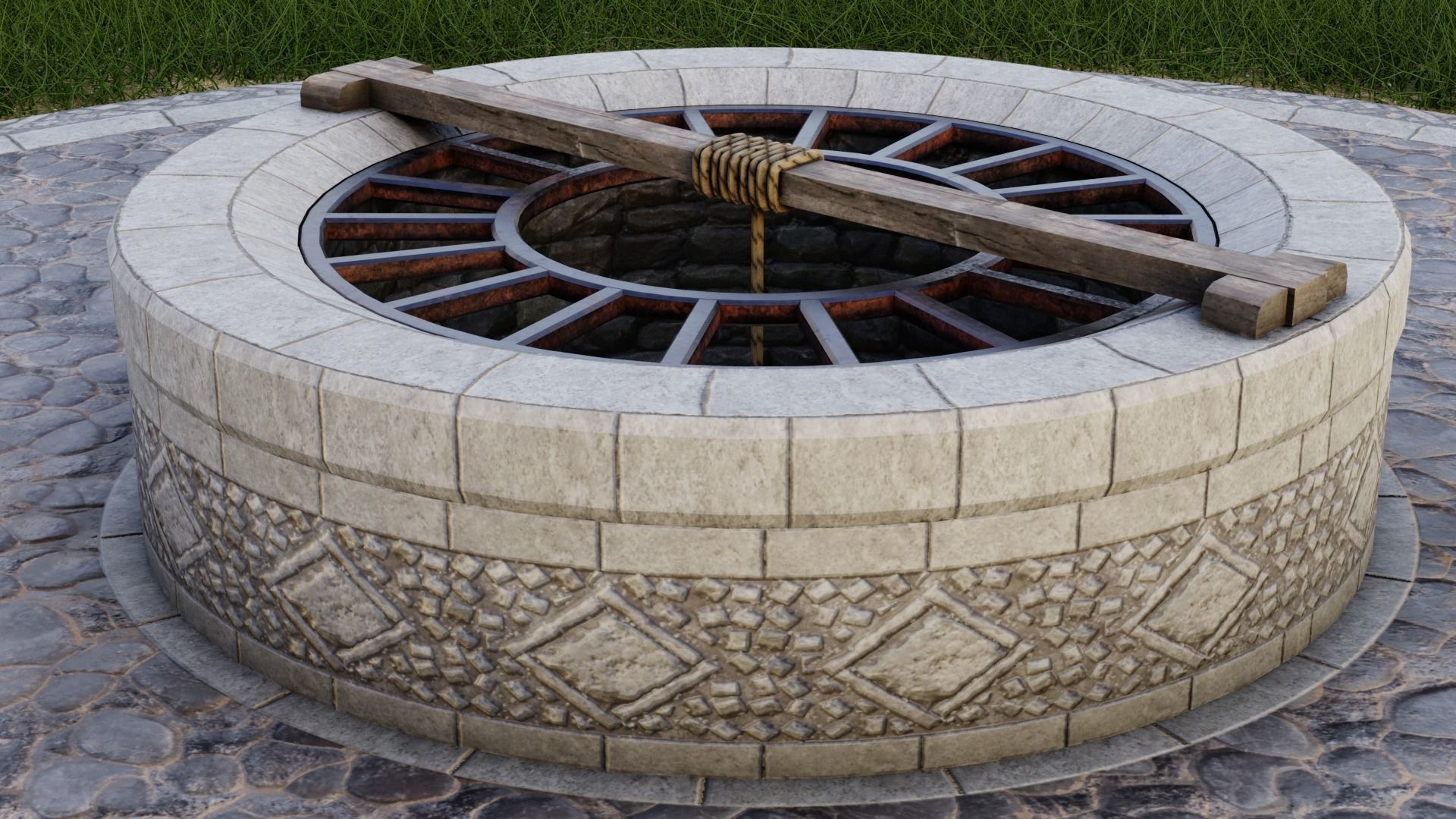 Medieval Well Low-poly 3D model_9