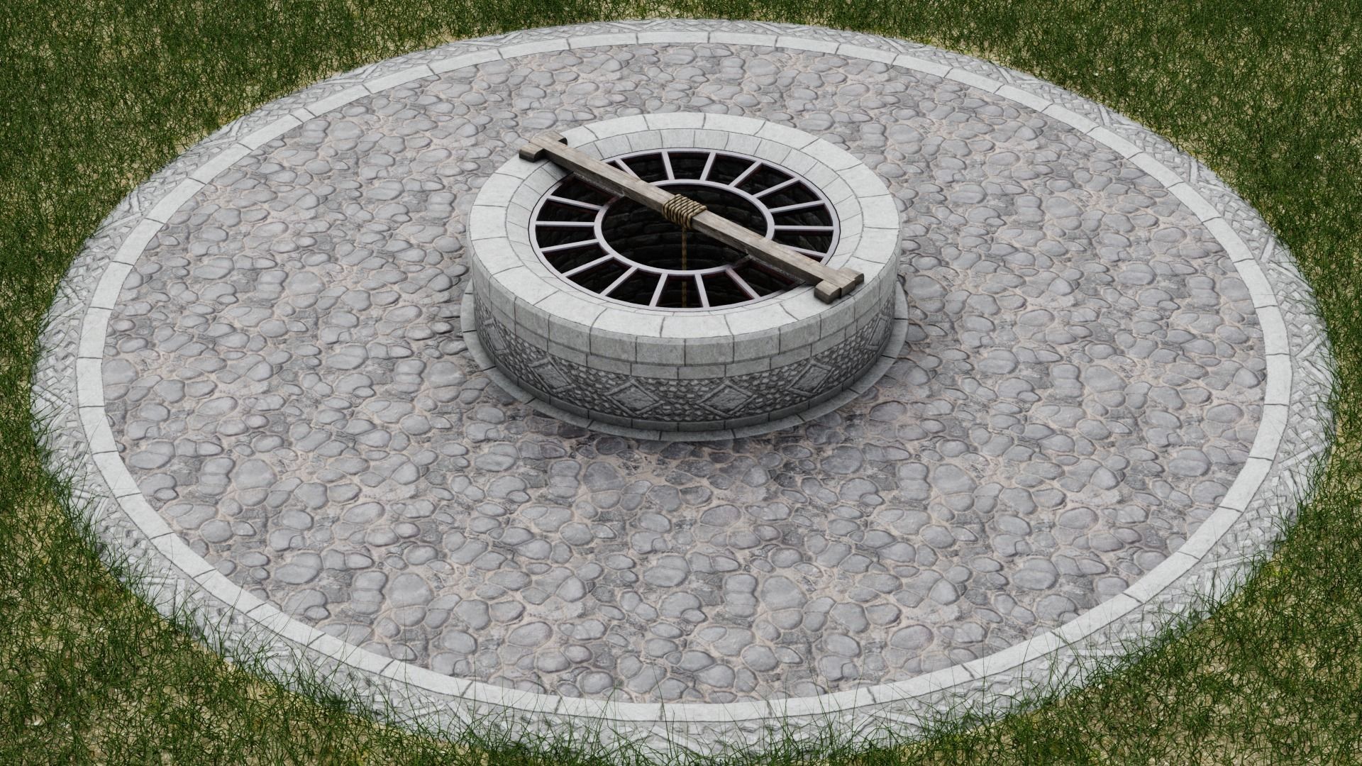 Medieval Well Low-poly 3D model_6