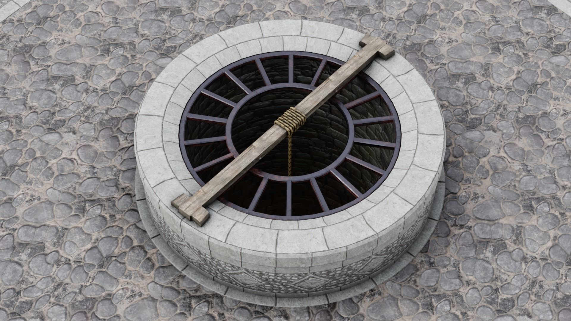 Medieval Well Low-poly 3D model_7