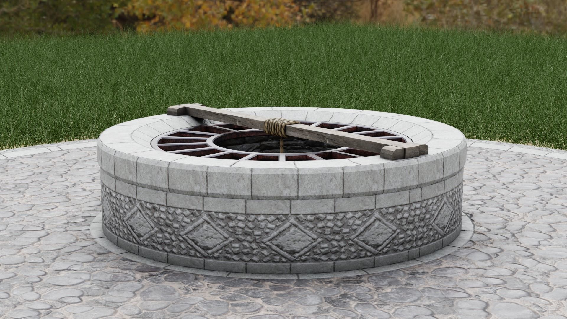 Medieval Well Low-poly 3D model_8