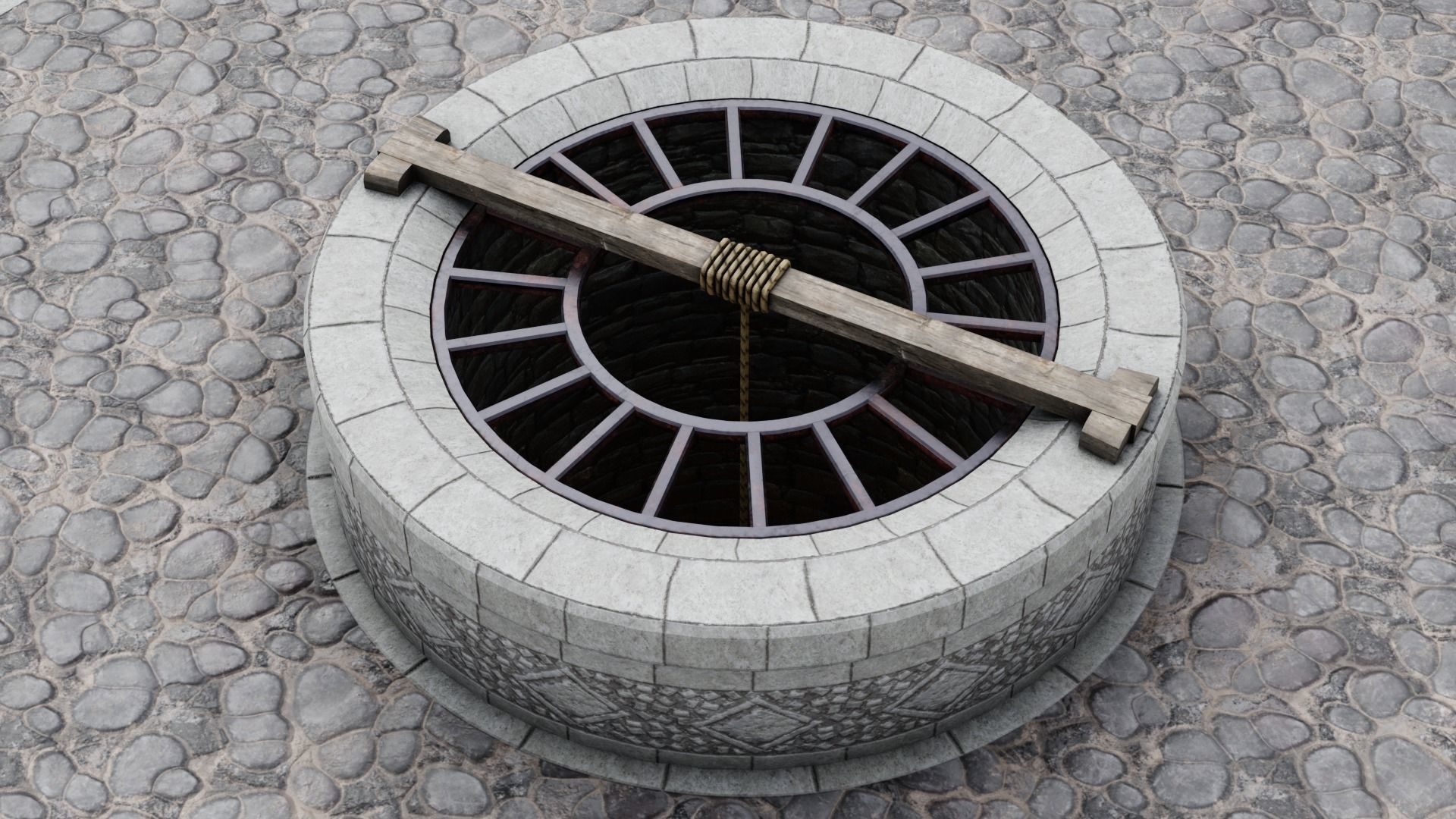 Medieval Well Low-poly 3D model_4