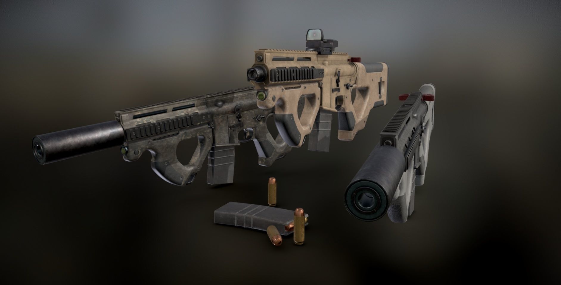 AR 15 Beowulf Hera Custom Rifle Low-poly 3D model_1