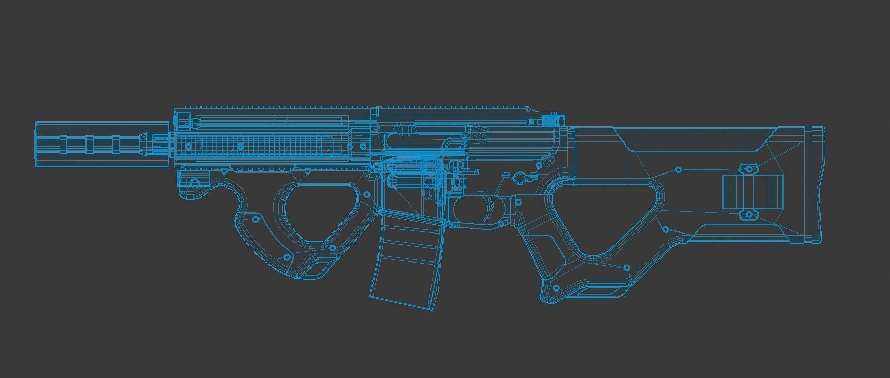 AR 15 Beowulf Hera Custom Rifle Low-poly 3D model_4