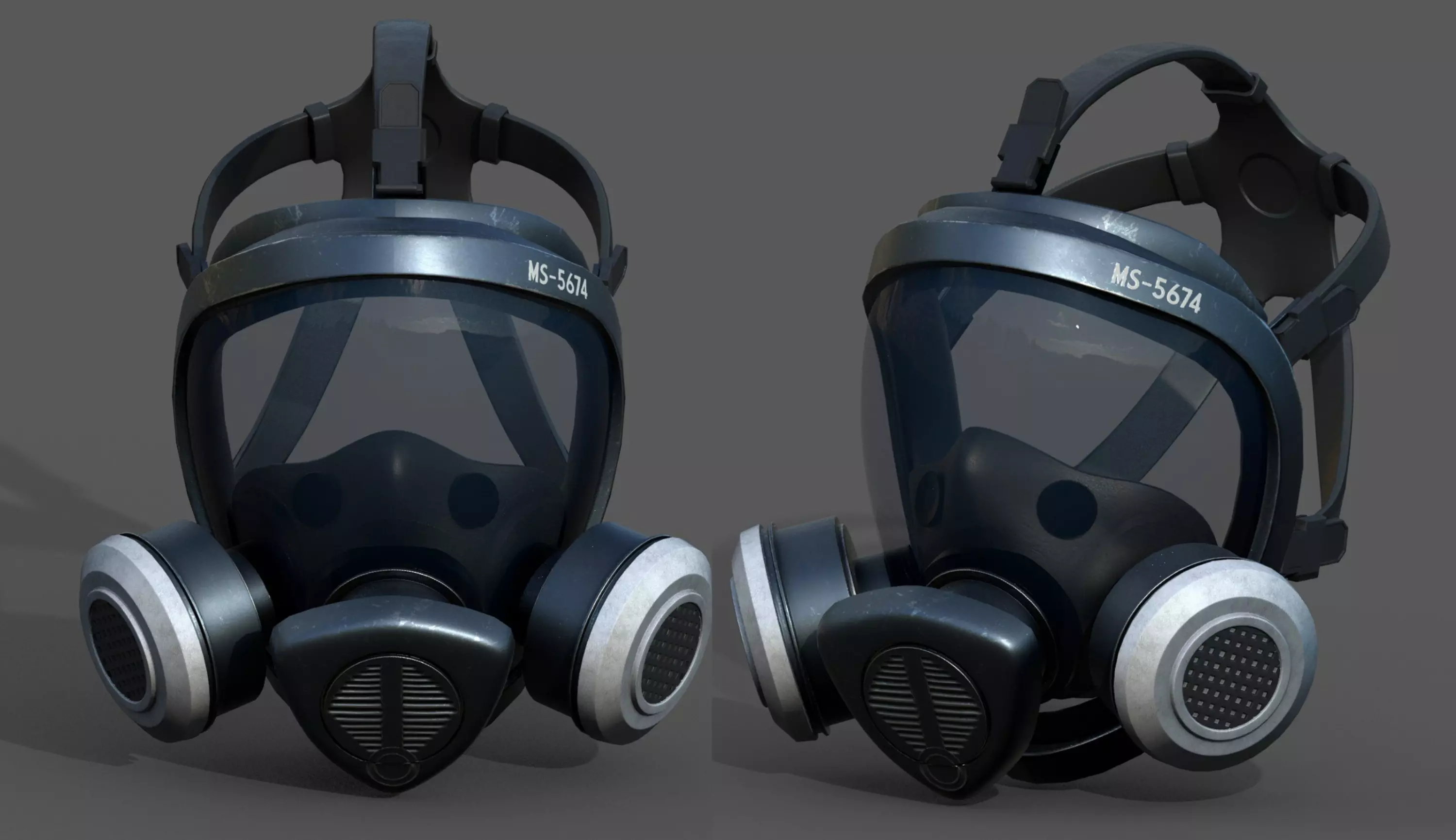 Gas mask helmet 3d model military combat protection pollution Low-poly 3D model_0