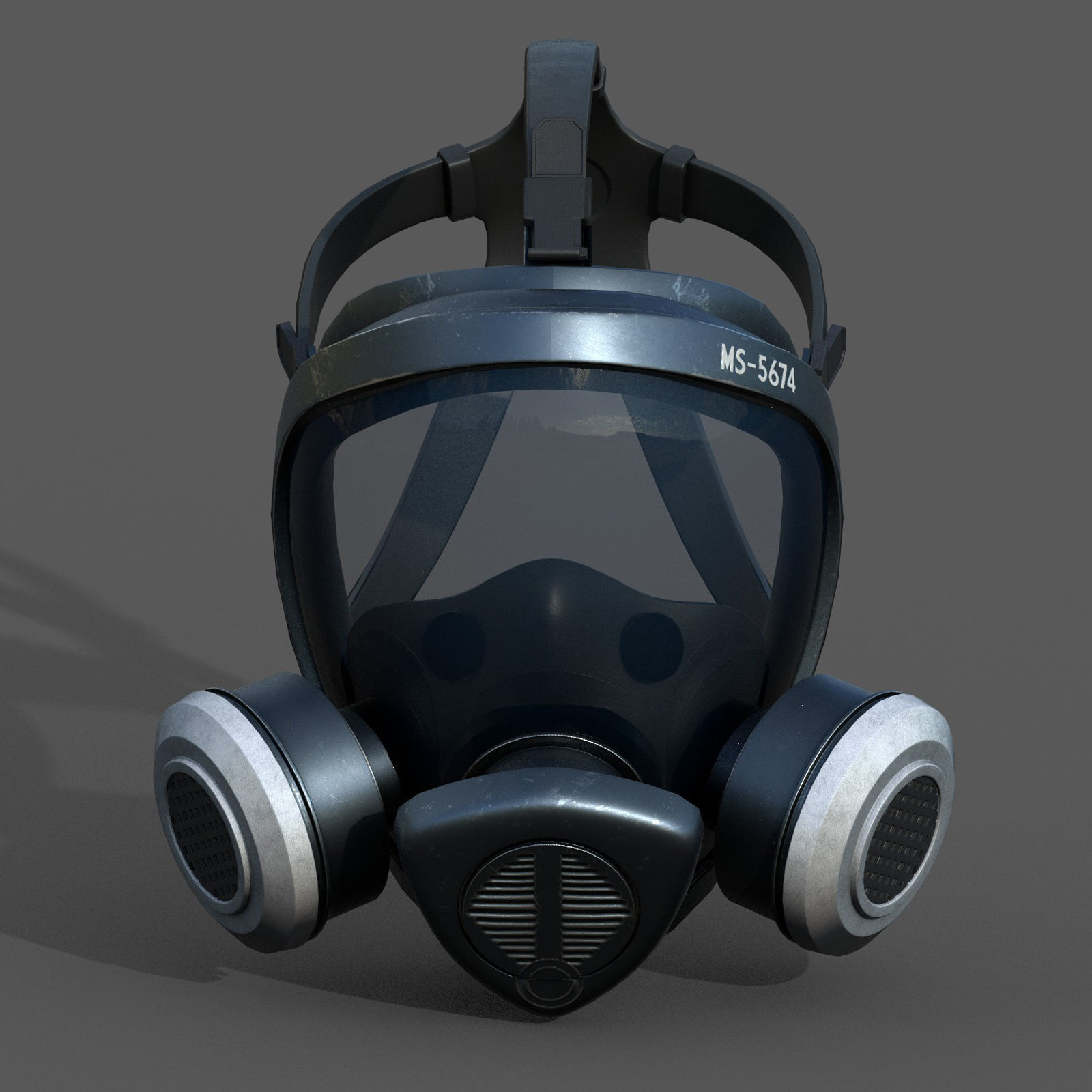 Gas mask helmet 3d model military combat protection pollution Low-poly 3D model_1