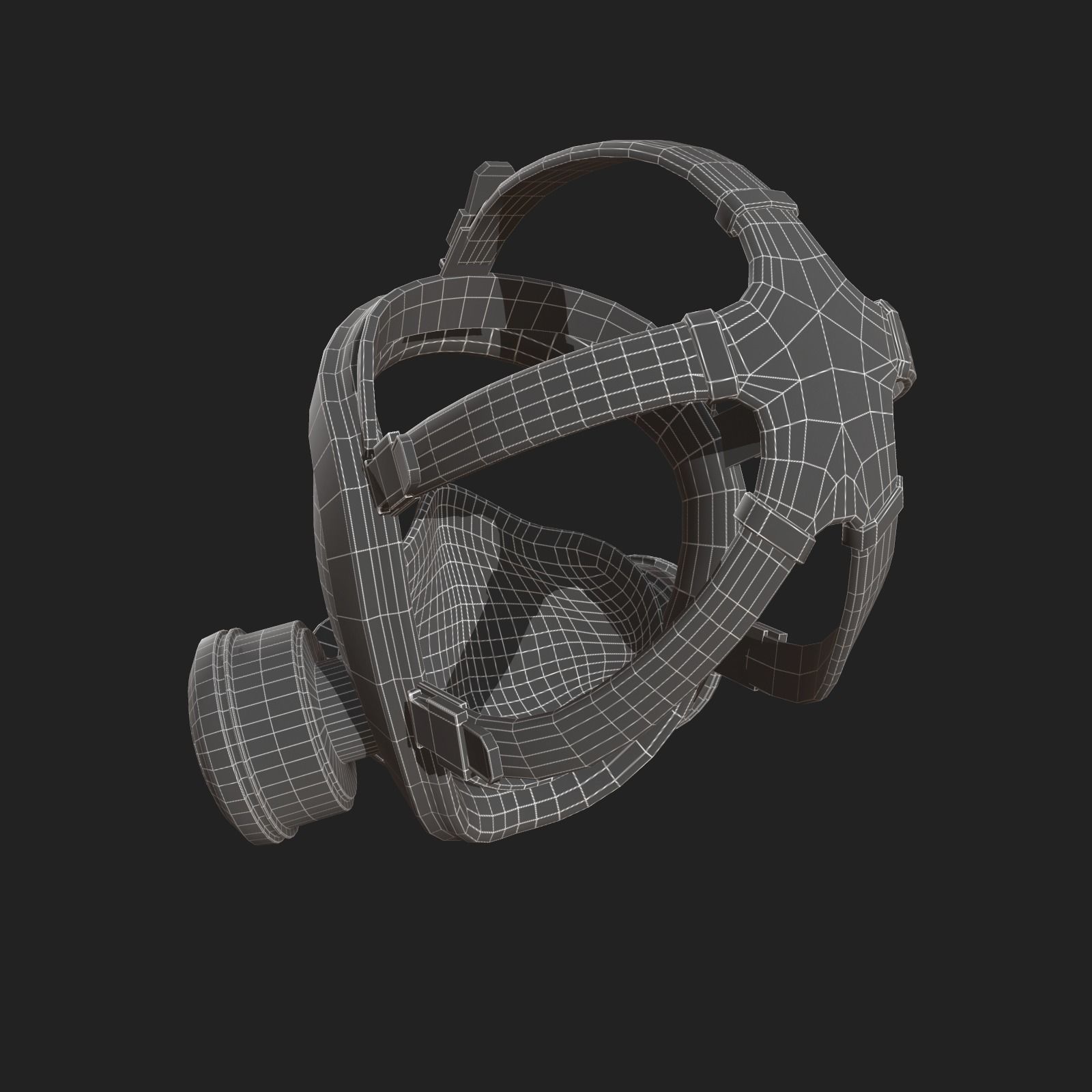 Gas mask helmet 3d model military combat protection pollution Low-poly 3D model_10
