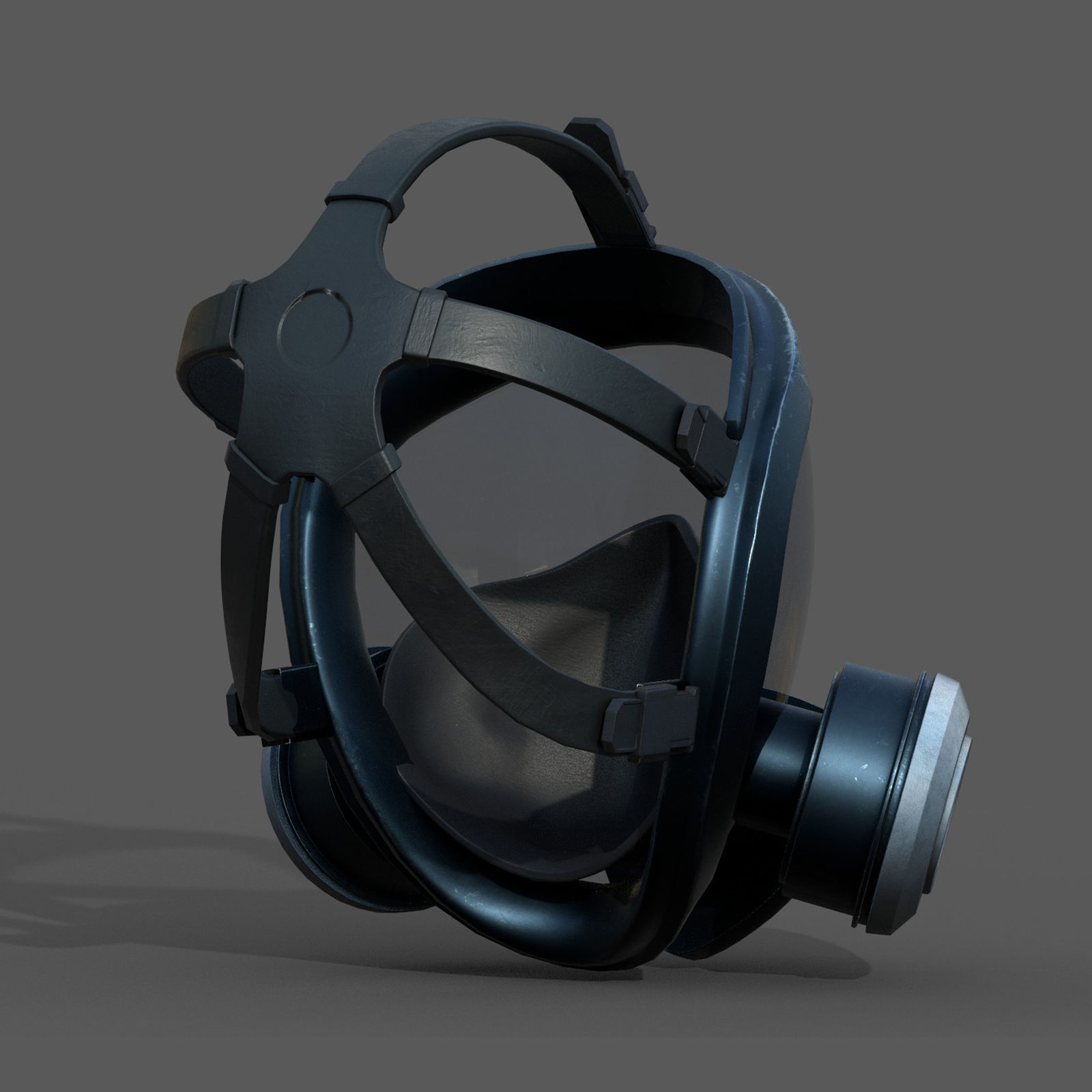 Gas mask helmet 3d model military combat protection pollution Low-poly 3D model_4