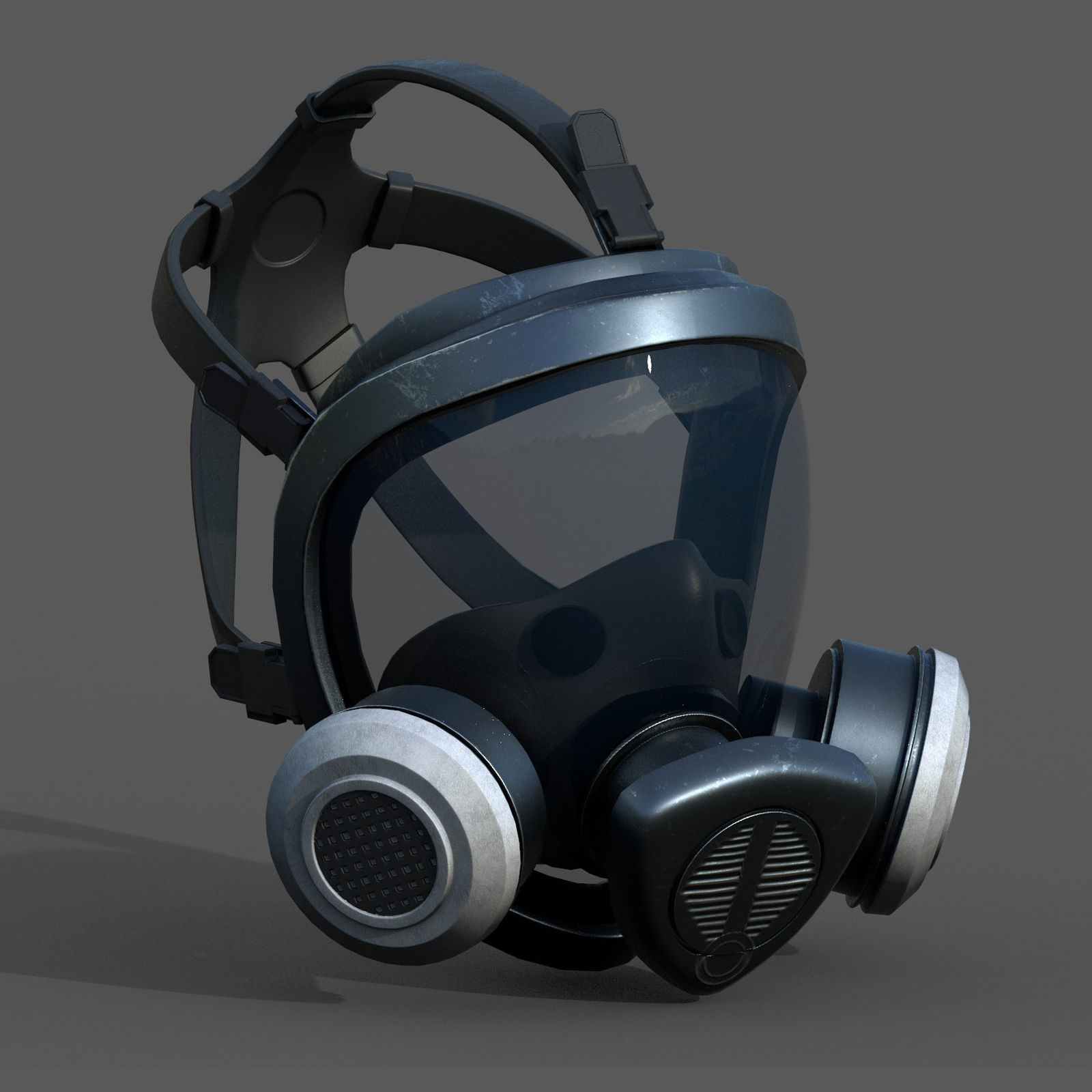 Gas mask helmet 3d model military combat protection pollution Low-poly 3D model_3