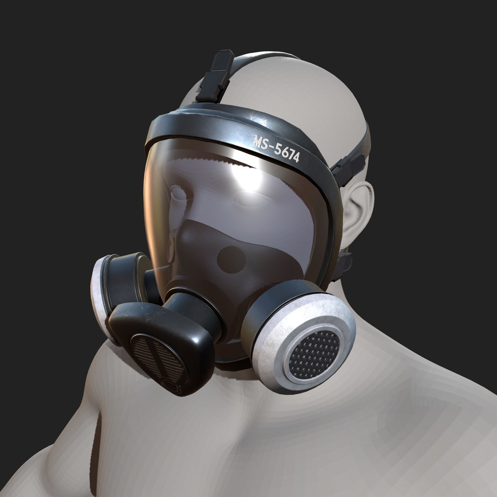 Gas mask helmet 3d model military combat protection pollution Low-poly 3D model_7