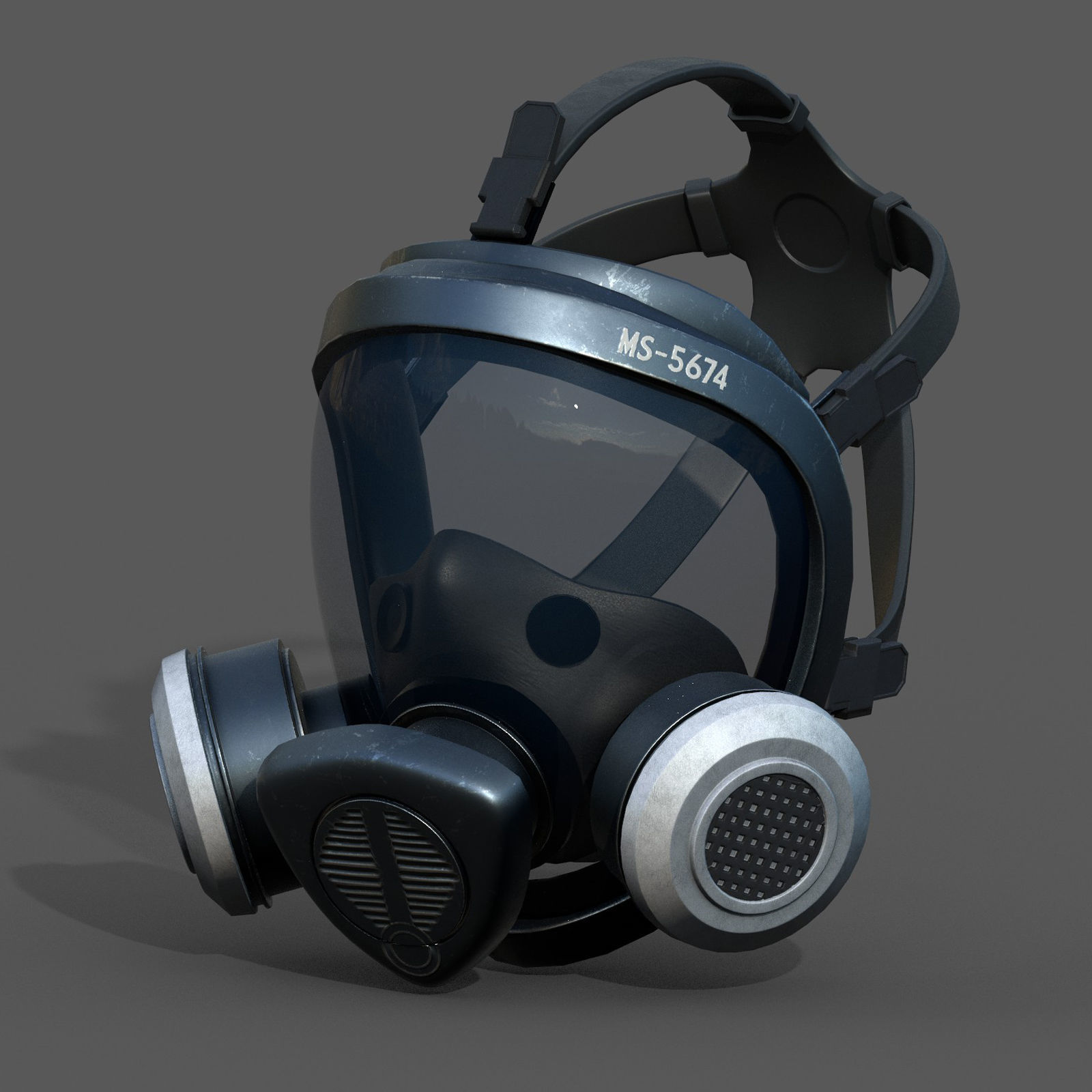 Gas mask helmet 3d model military combat protection pollution Low-poly 3D model_5