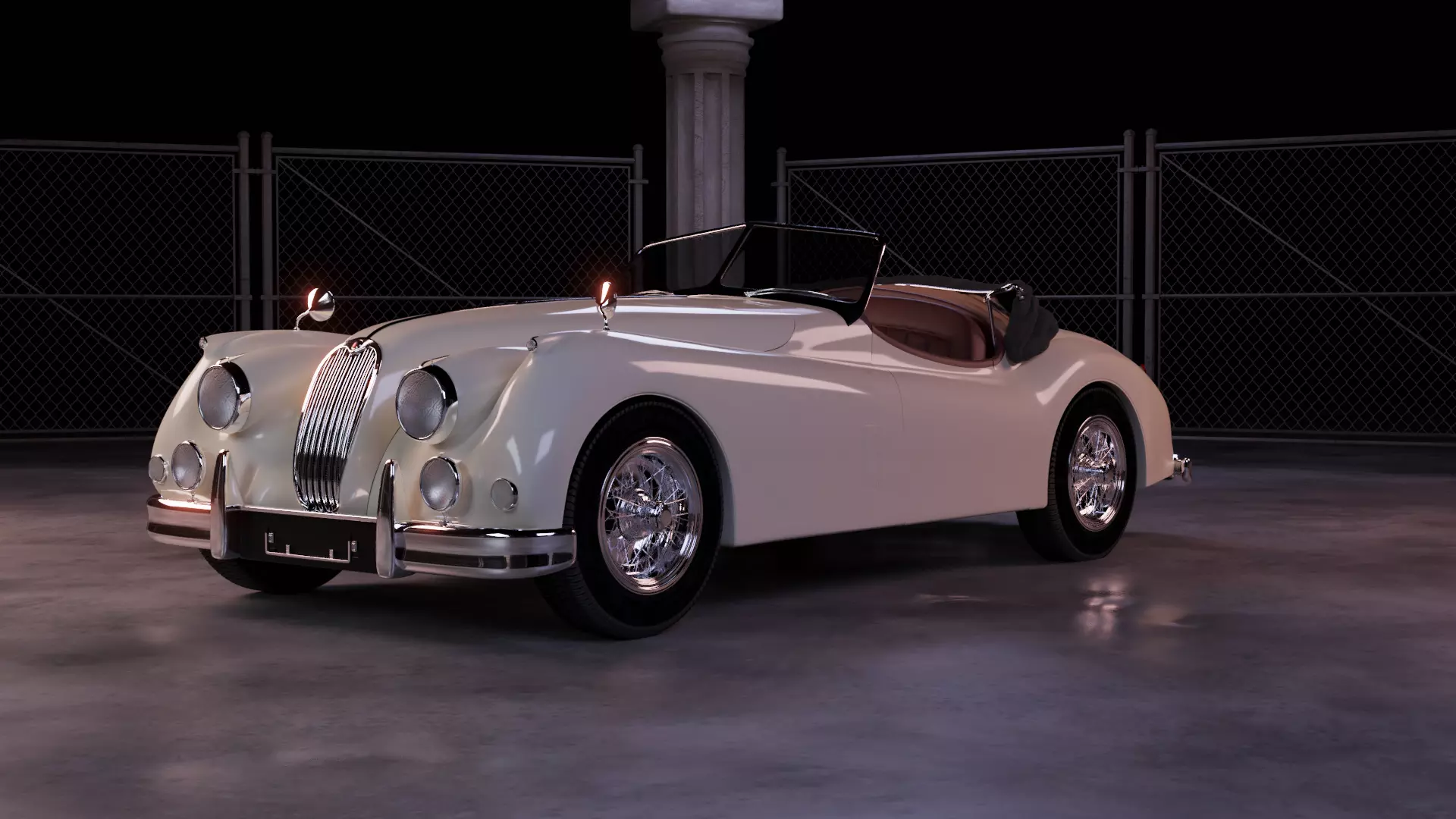 54 Jaguar XK140 2  Low-poly 3D model_0