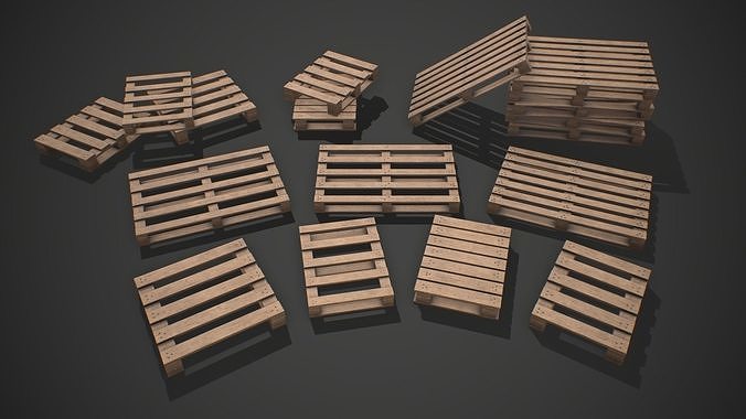 Wooden Palettes PBR Game Ready Free low-poly 3D model