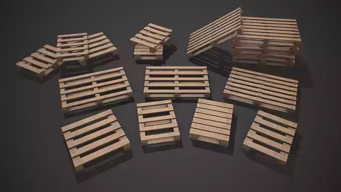 Wooden Palettes PBR Game Ready Free low-poly 3D model