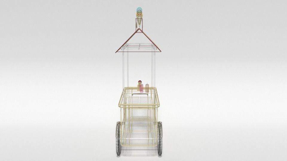 Low Poly Cartoon Ice Cream Cart Low-poly 3D model_12
