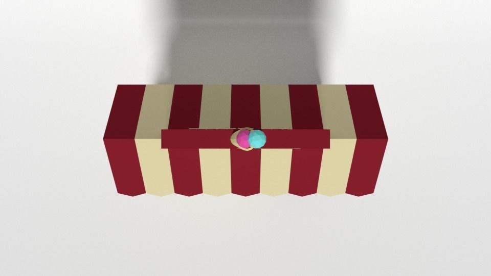 Low Poly Cartoon Ice Cream Cart Low-poly 3D model_8