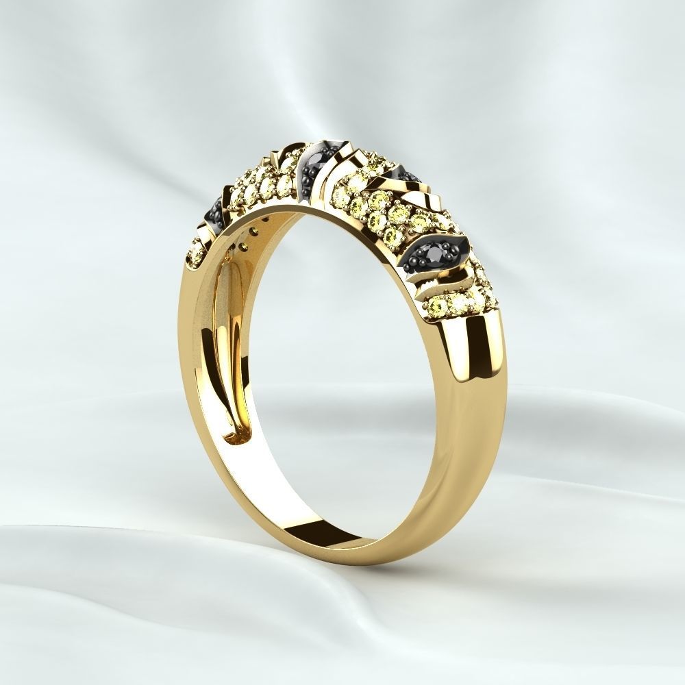 Rhodium Golden Ring with Diamonds 3D print model_18