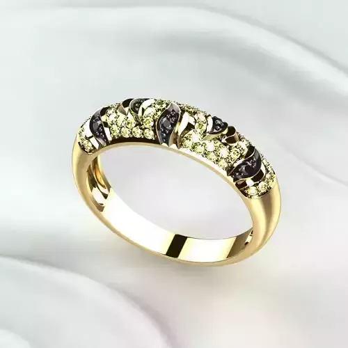 Rhodium Golden Ring with Diamonds 3D print model