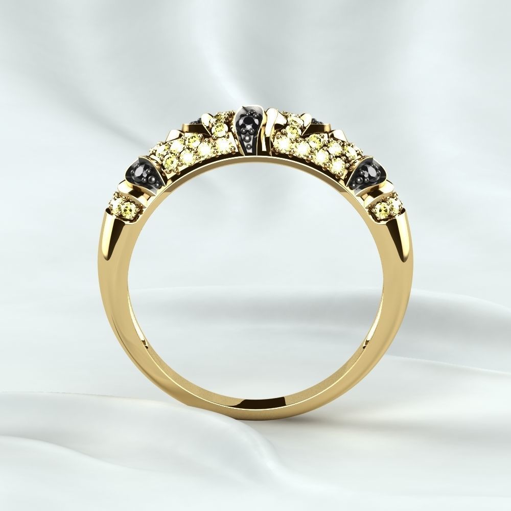 Rhodium Golden Ring with Diamonds 3D print model_17