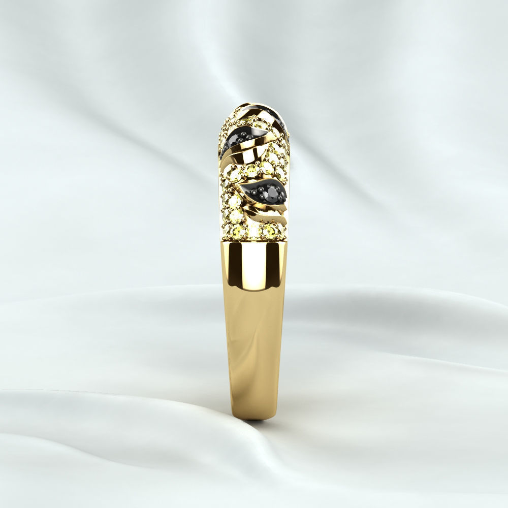 Rhodium Golden Ring with Diamonds 3D print model_15