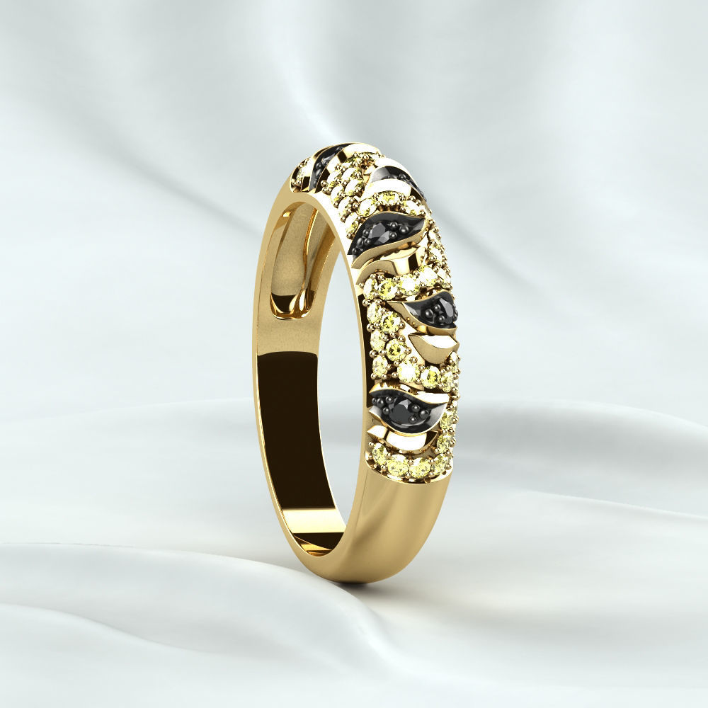 Rhodium Golden Ring with Diamonds 3D print model_20