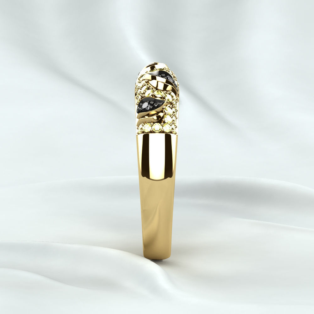 Rhodium Golden Ring with Diamonds 3D print model_19