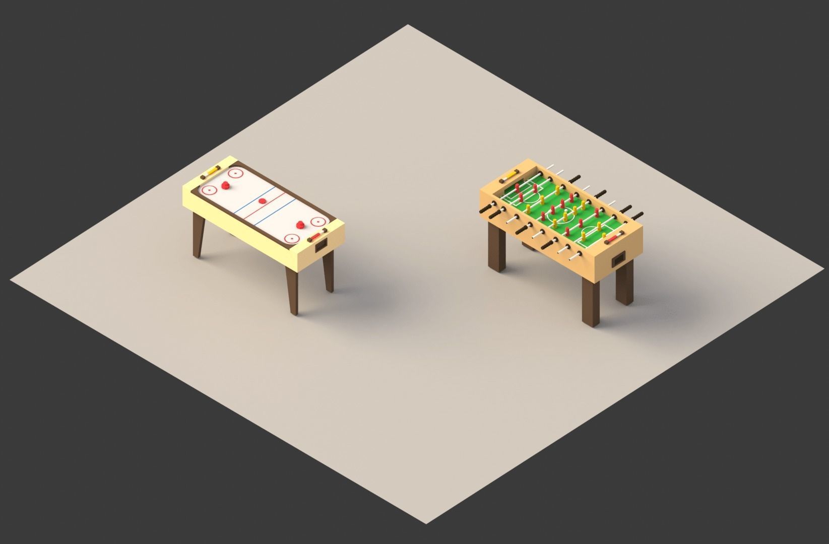 Low poly Games room set Low-poly 3D model_2