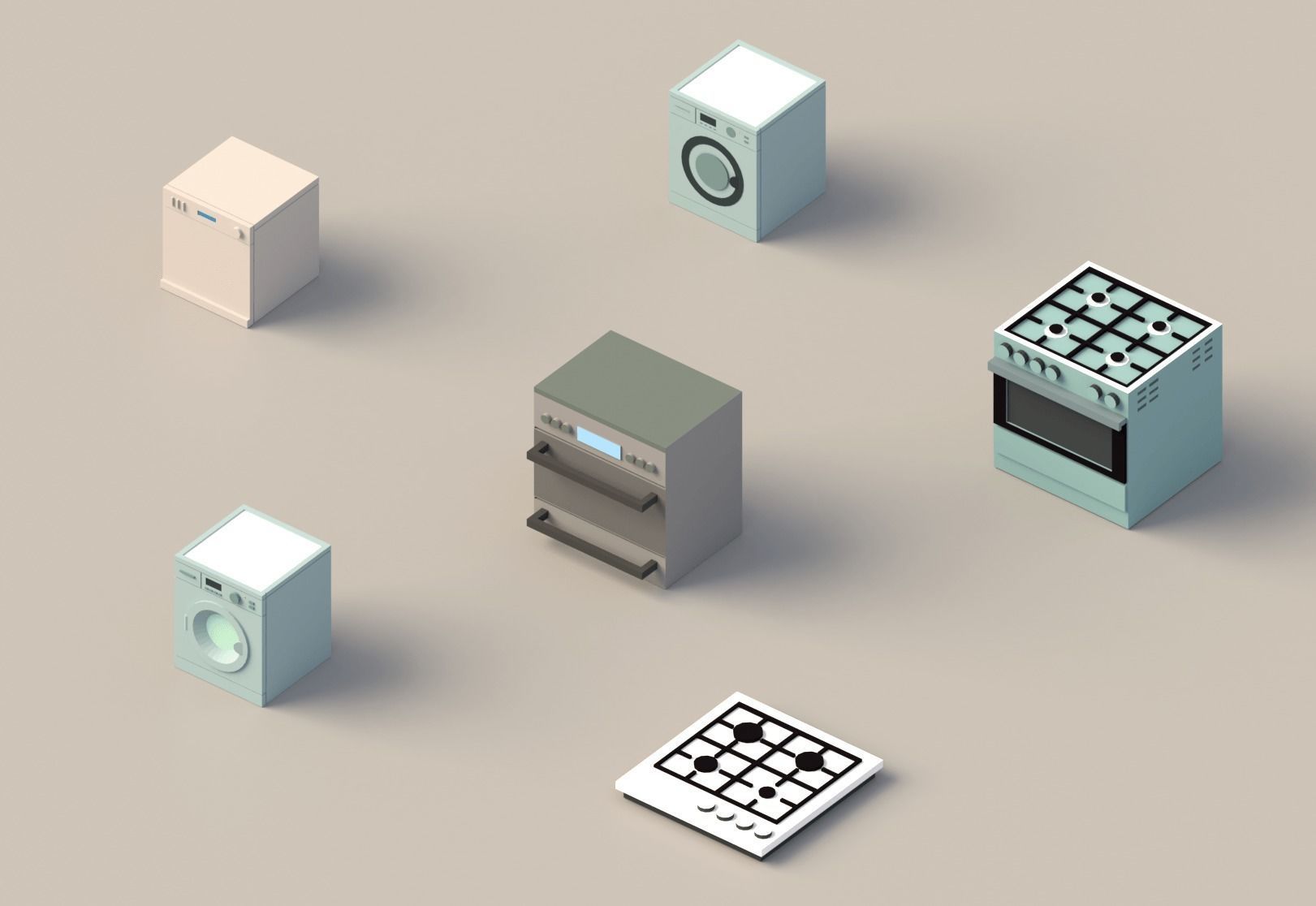 Low poly Home Appliances pack Low-poly 3D model_1